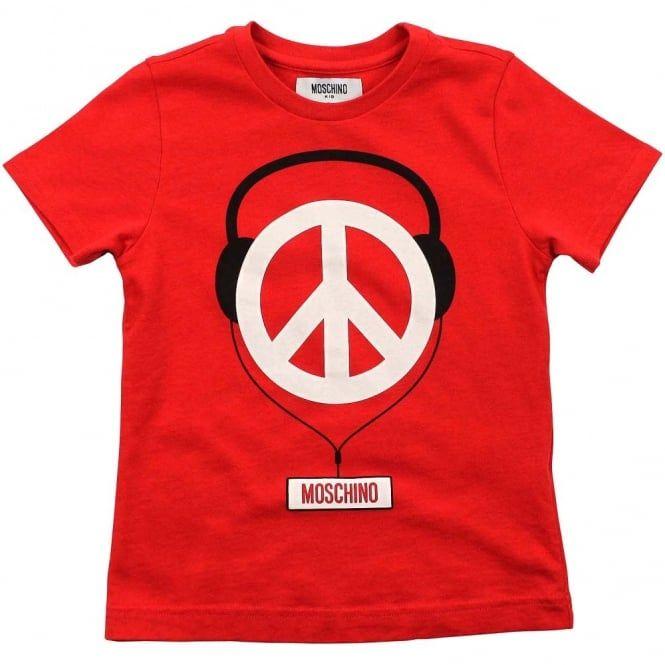 Moschino Red Logo - Moschino Red Logo T Shirt With Earphones Red - Boys from Designer ...