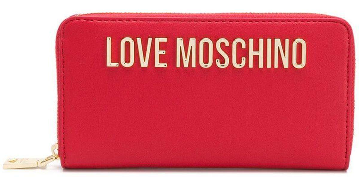Moschino Red Logo - Love Moschino Logo Plaque Wallet in Red - Lyst