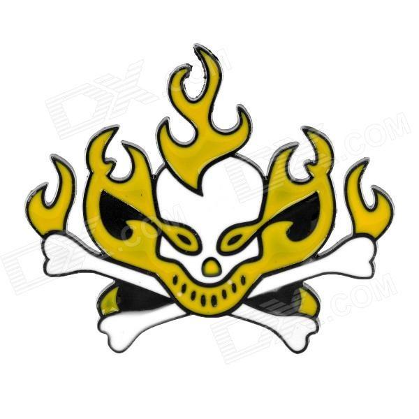 Yellow Fire Logo - Skull Fire Logo Style Zinc Alloy Car Sticker - Yellow + White - Free ...