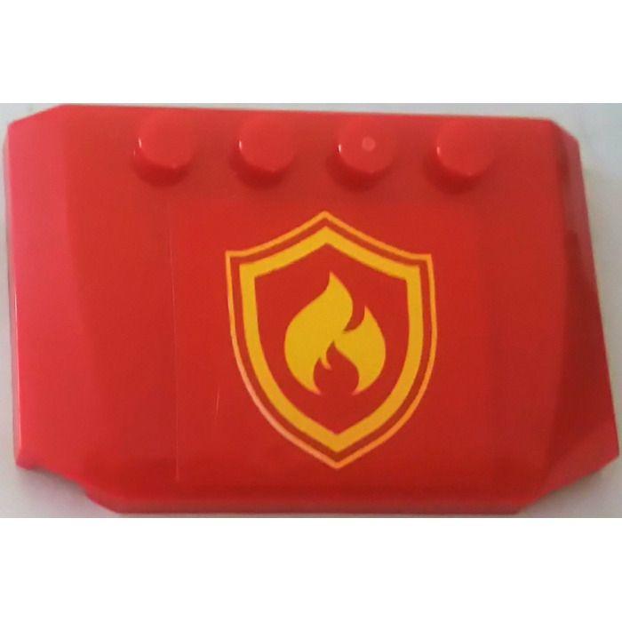 Yellow Fire Logo - LEGO Curved Wedge Plate 4 x 6 x 2/3 with Yellow /Red Fire Logo from ...