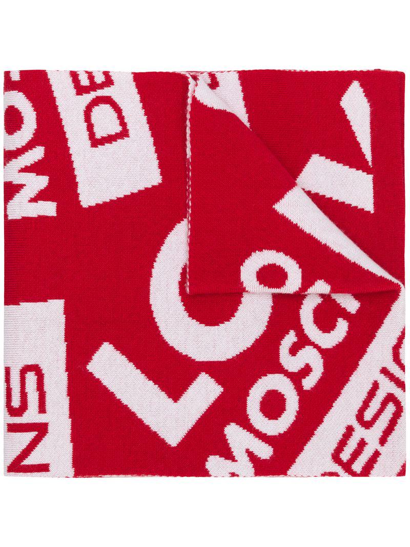 Moschino Red Logo - Lyst Moschino Logo Scarf