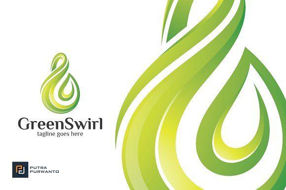 Green Swirl Logo - Green Swirl / Leaf Template Logo Templates Creative Market