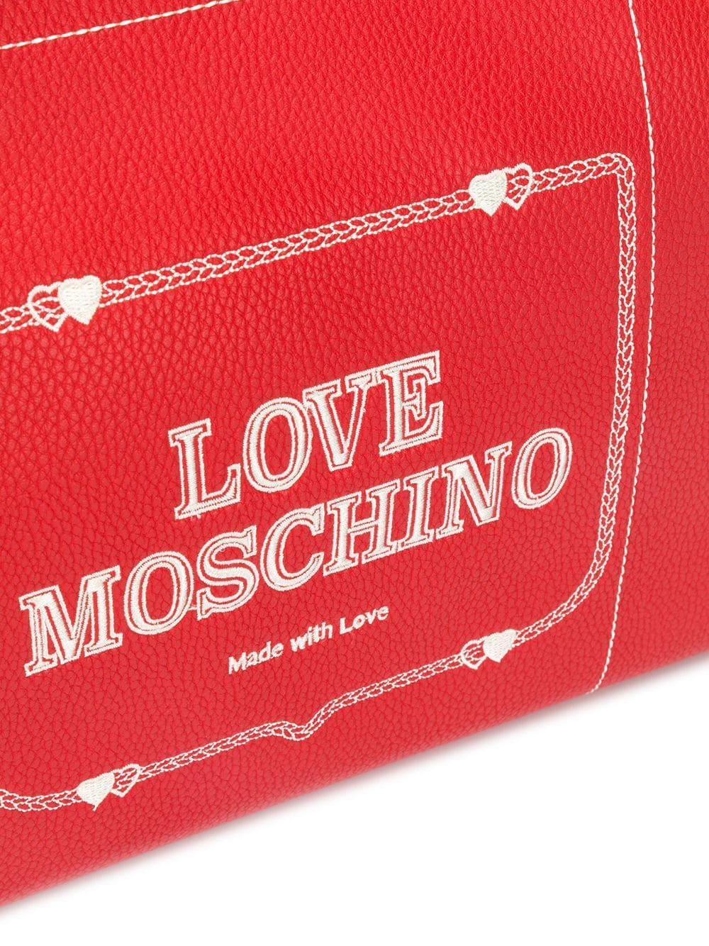 Moschino Red Logo - Lyst Moschino Logo Top Handle Tote
