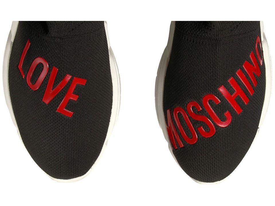 Moschino Red Logo - LOVE Moschino Sock Sneaker Women's Slip on Shoes Black/Red Logo ...
