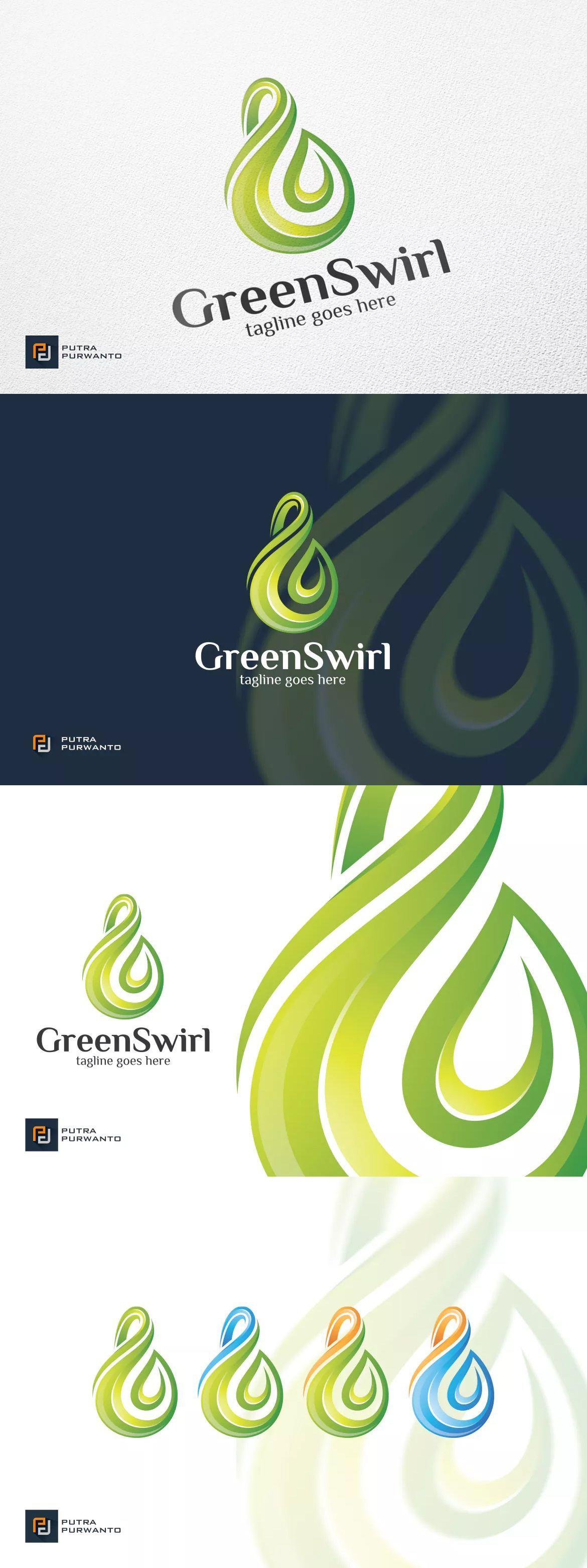 Green Swirl Logo - Green Swirl Template AI, EPS. Logo Templates