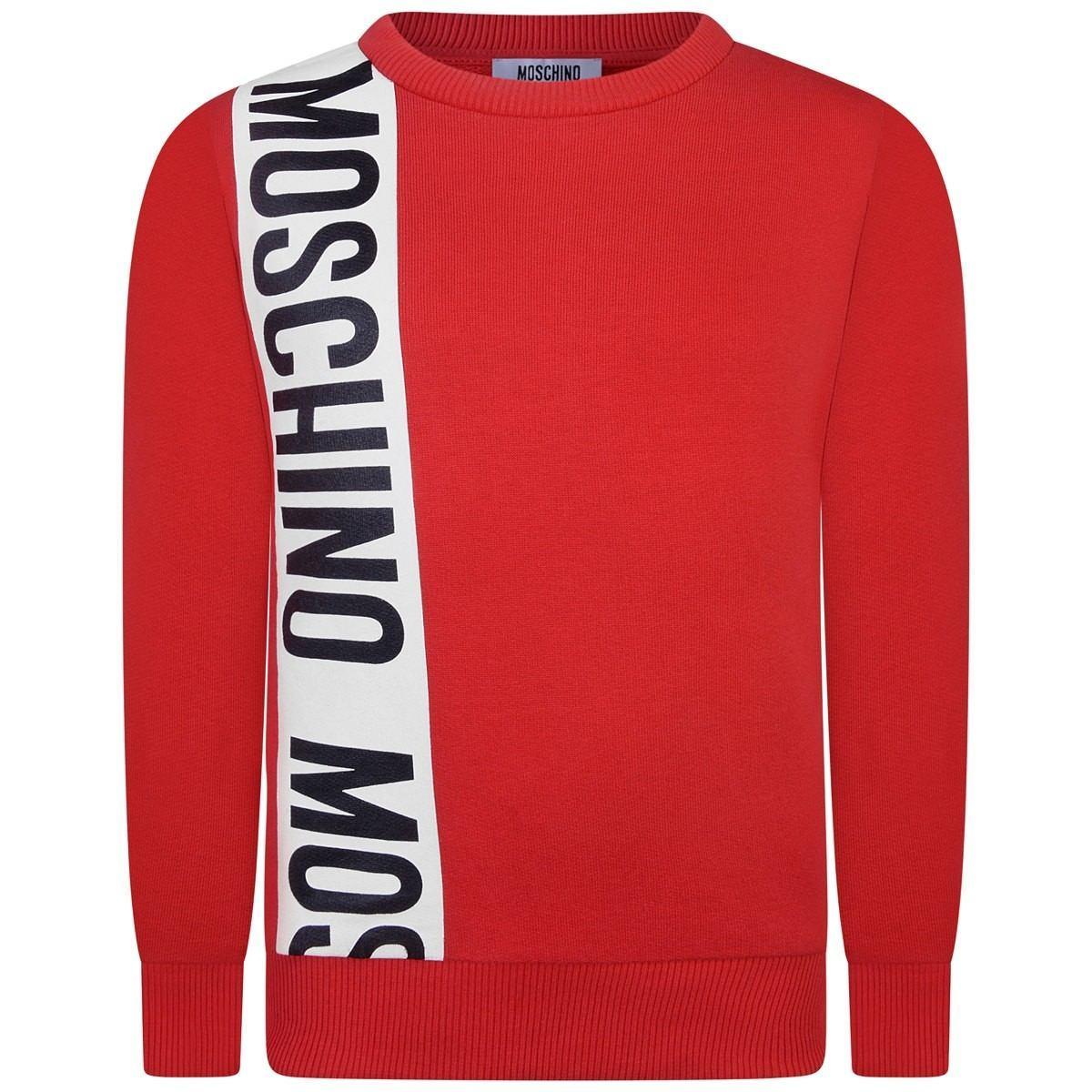 Moschino Red Logo - Moschino Boys Red Logo Print Sweater