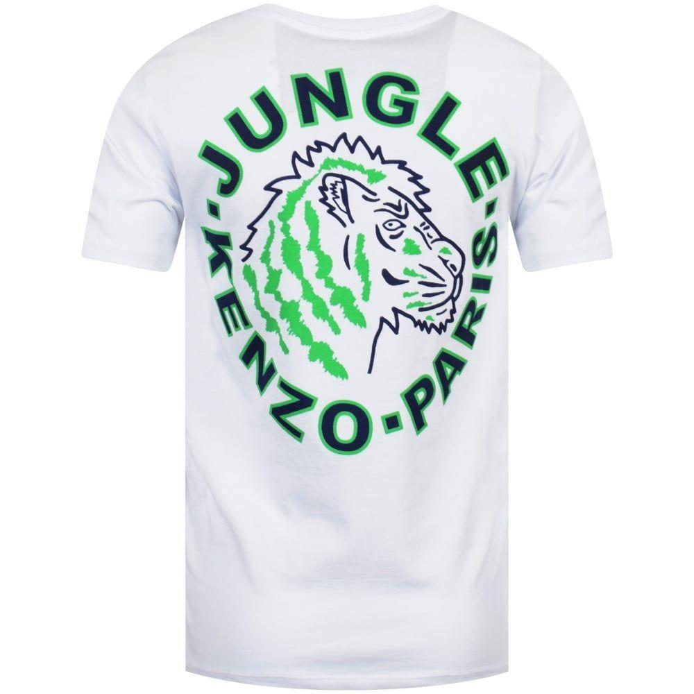 Green Back Logo - KENZO JUNIOR Kenzo Junior White Large Green Back Logo T Shirt