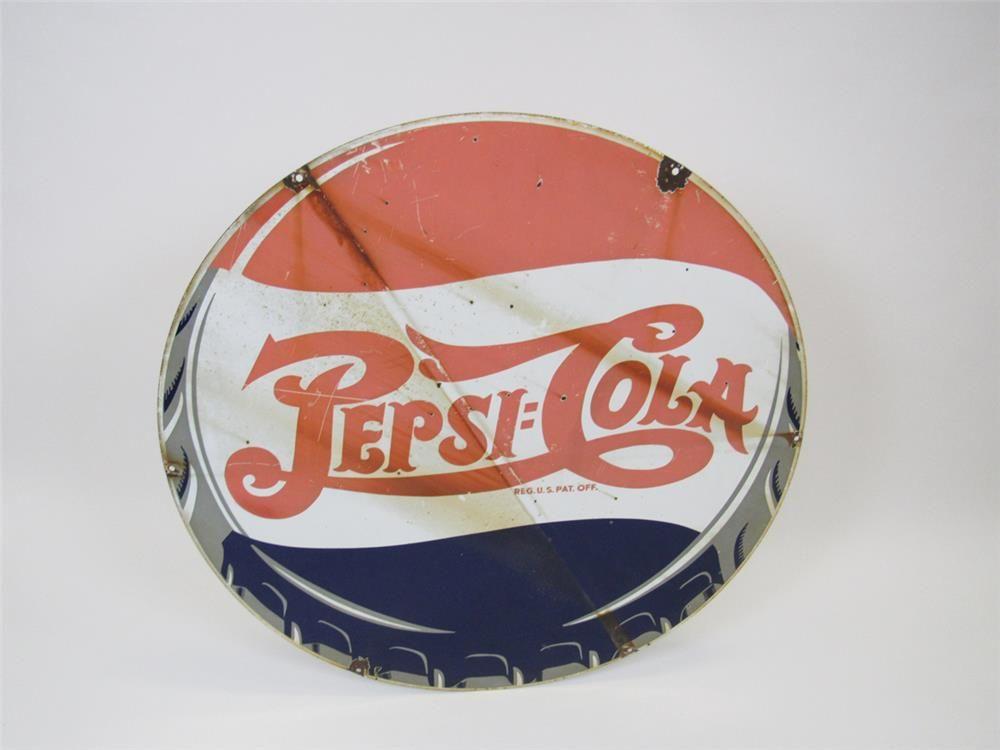 1950s Pepsi Cola Logo - Fabulous 1950s Pepsi-Cola double-dot logo double-sided porcel