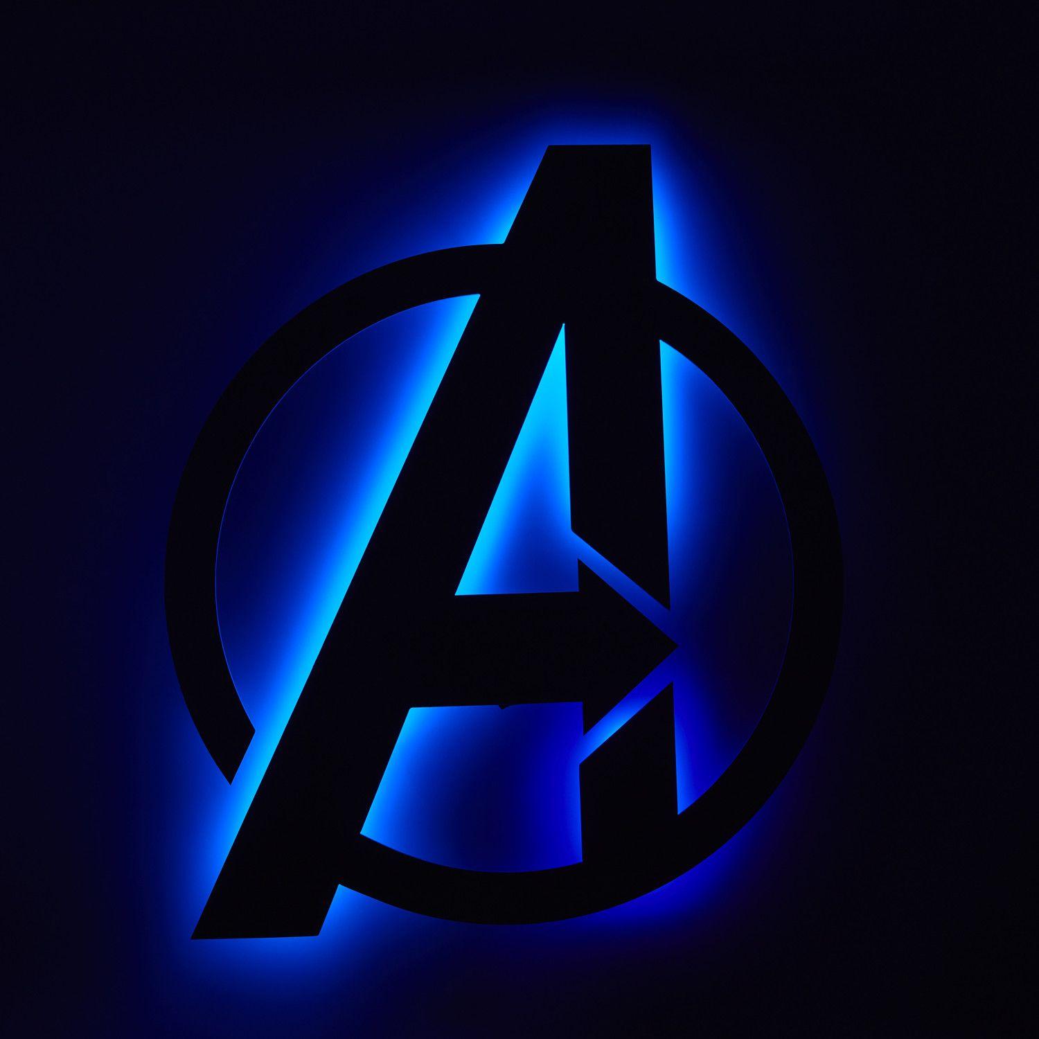 Avengers Logo - Avengers Logo // Floating Metal Wall Art // LED Backlit