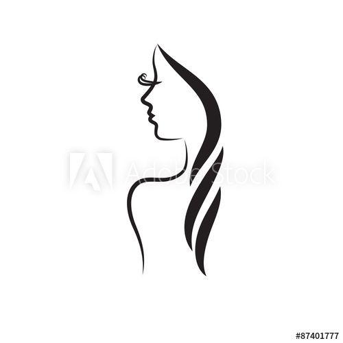 Girl Face Logo - Beauty logo template. fashion model vector illustration. Card
