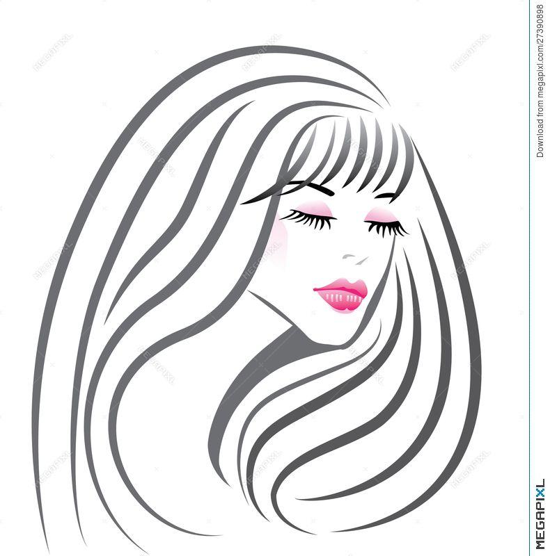 Girl Face Logo - Beautiful Girl Face Logo Vector Illustration 27390898