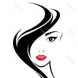 Girl Face Logo - Photostock Vector Women Long Hair Style Icon Logo Women Face On