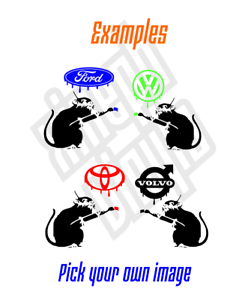 Custom Car Logo - Rat Banksy style vinyl sticker decal car logo custom image ford mini
