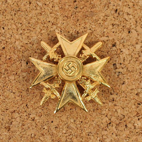 Spanish Cross Logo - German WW2 Spanish Cross with Swords Gold