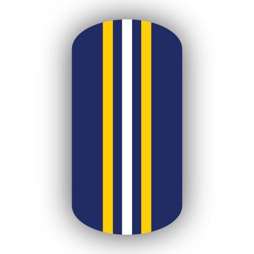 Striped White and Blue and Yellow Logo - Navy Blue, Gold & White Triple Vertical Striped Nail Wraps