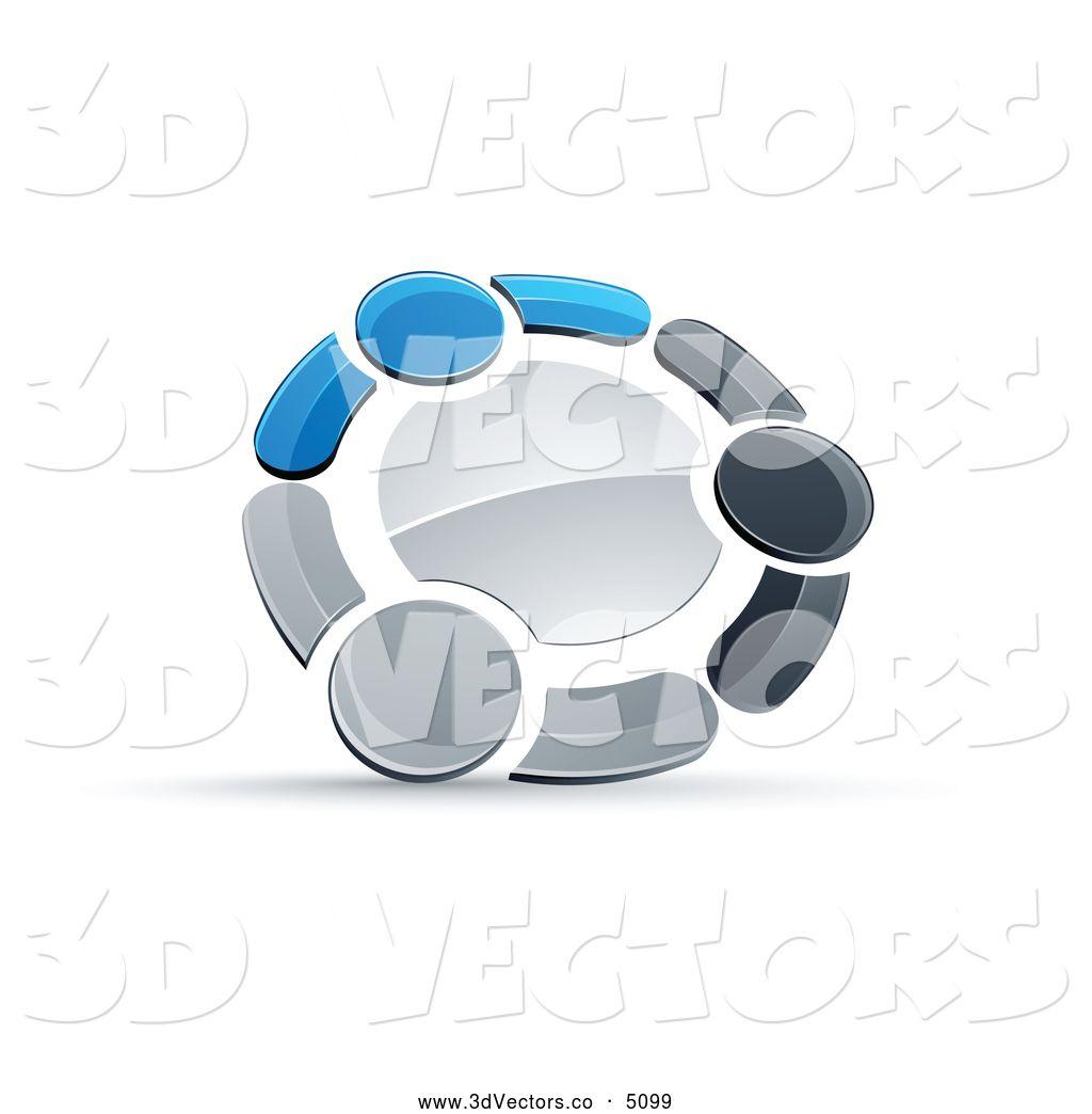 Three Blue People Logo - 3d Vector Clipart of a Tight Circle of Three Blue, Gray and Black ...
