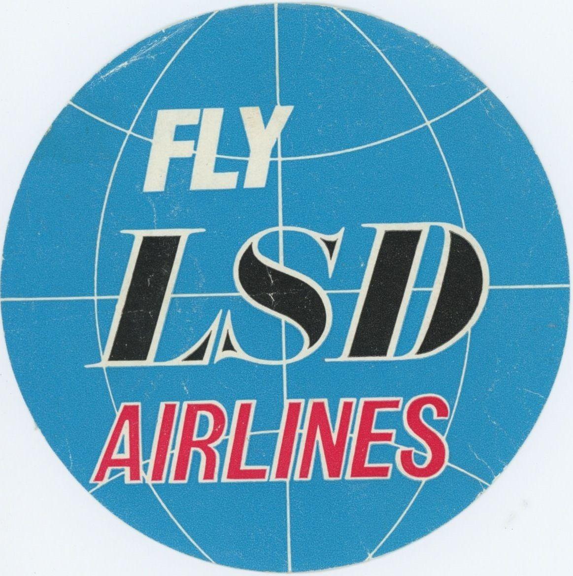 1960s Airline Logo - Fly LSD Airlines sticker ▫ Late 1960s. ✤ Graphique ✤. Airline