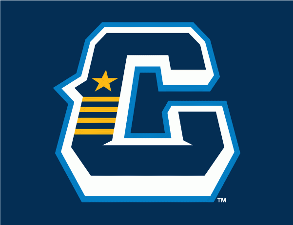 Striped White and Blue and Yellow Logo - Lake County Captains Cap Logo (2011) - (BP) A navy C with yellow ...