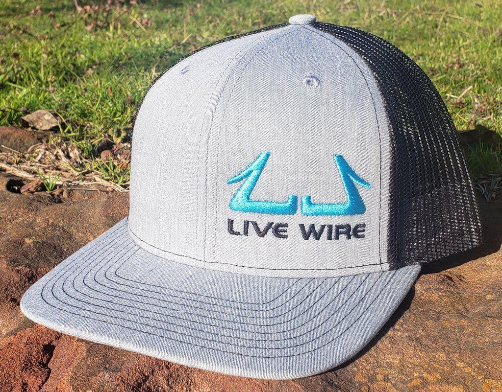 Blue and Black w Logo - Snapback Heather Gray Black W Neon Blue Black Logo