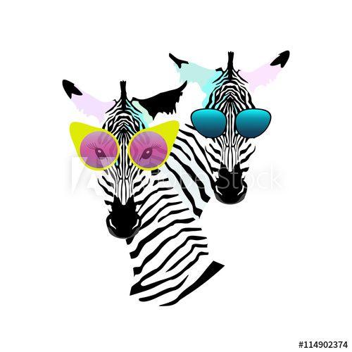 Striped White and Blue and Yellow Logo - Abstract watercolor pattern Two funny striped Zebra (girl man ...