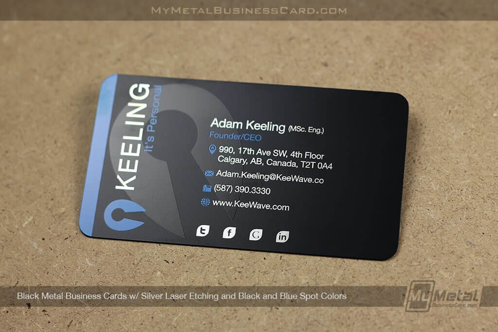 Blue and Black w Logo - Black Metal Cards. World Leader in Metal Business Cards