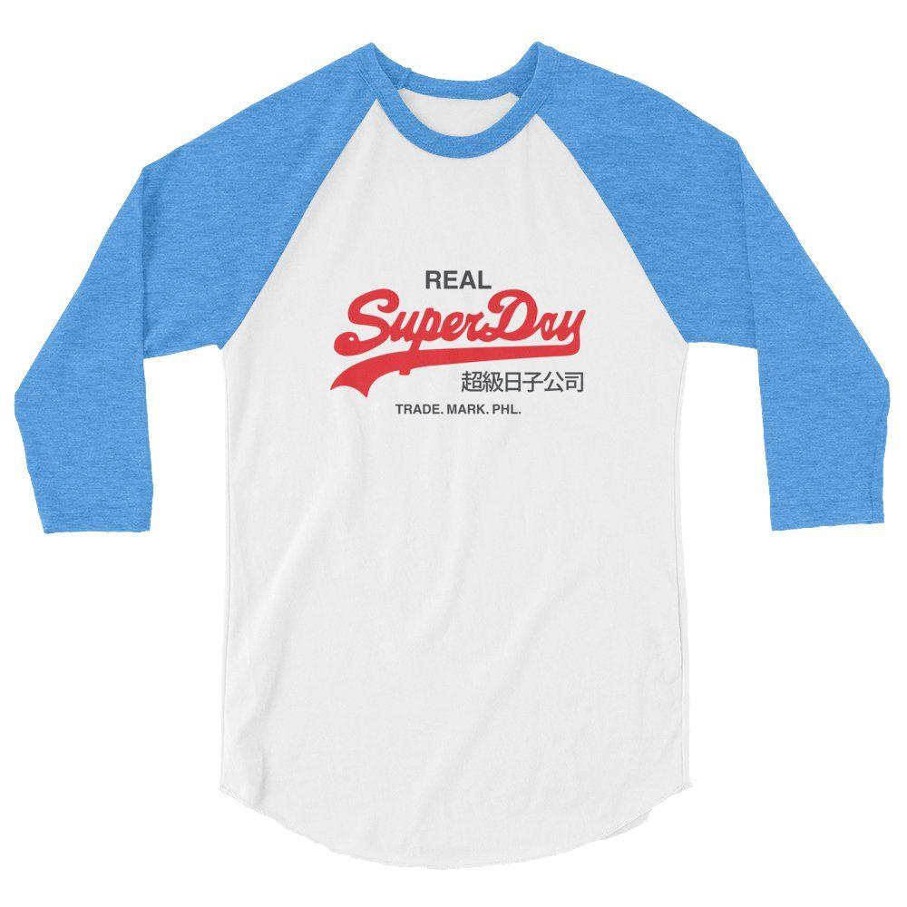 Red White Blue Baseball Logo - superday apparel™ | superday swoosh logo baseball tee (white/blue)