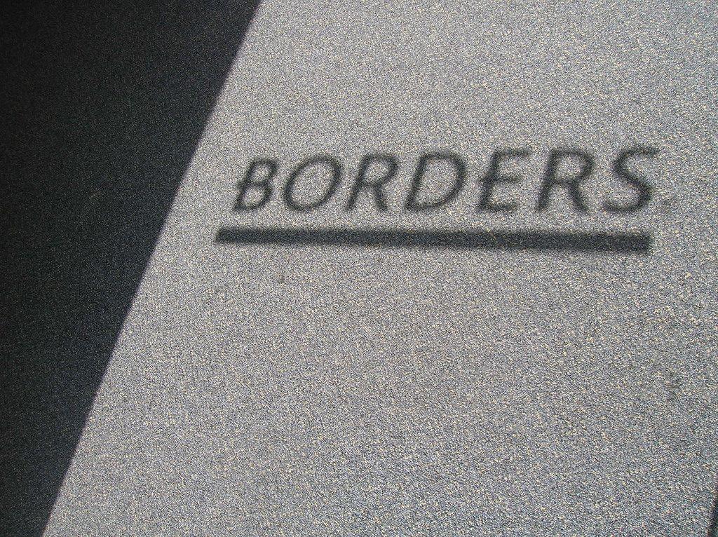 Borders Bookstore Logo - Reflected logo of bookstore on carpet. In Borders Books, Th