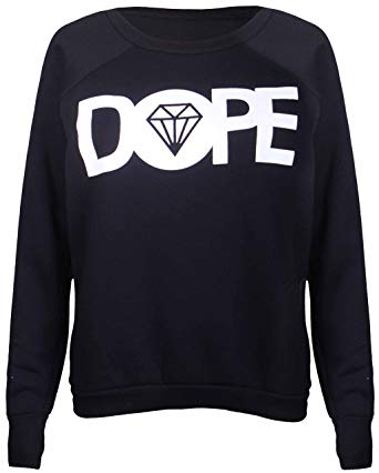 Dope Diamond Logo - Womens New Dope Diamond Logo Printed Ladies Long Raglan Sleeves Crew