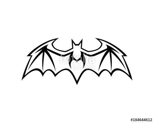 Animal Bat Logo - Line Art Bat with Initial Letter M Illustration Abstract Logo Animal