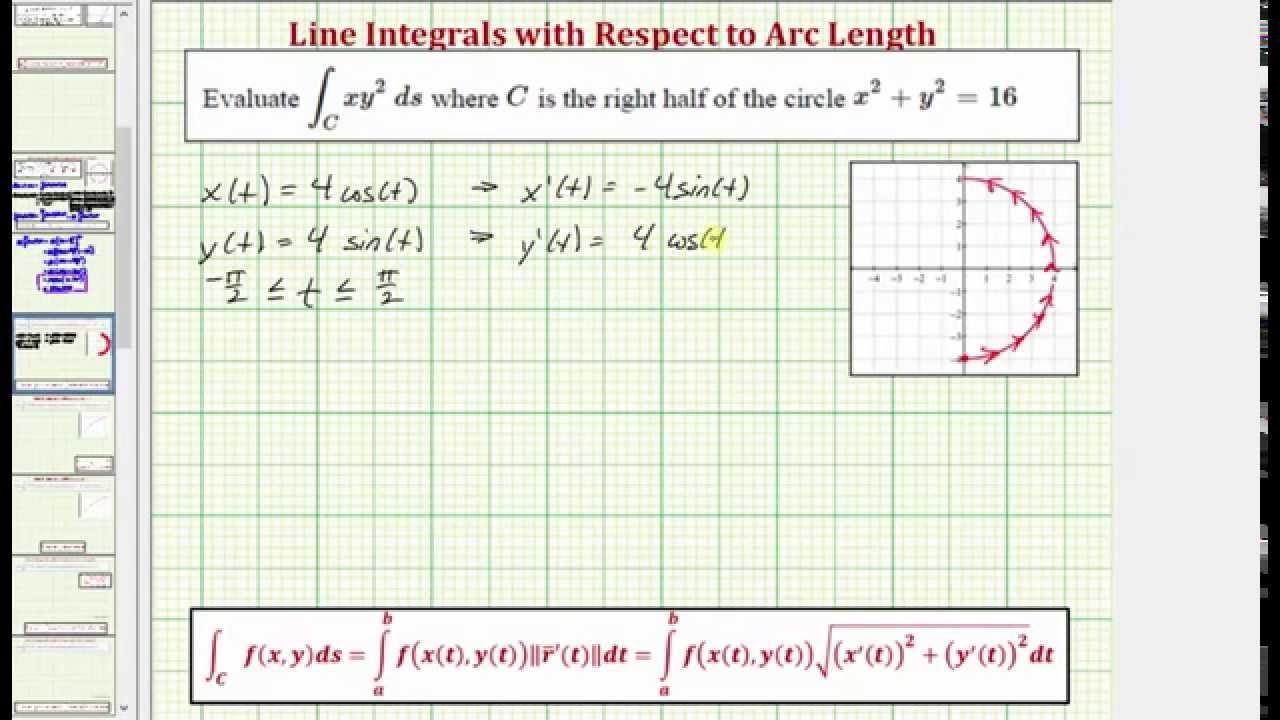 C & Half Circle Logo - Evaluate a Line Integral of xy^2 with Respect to Arc Length C: Half ...