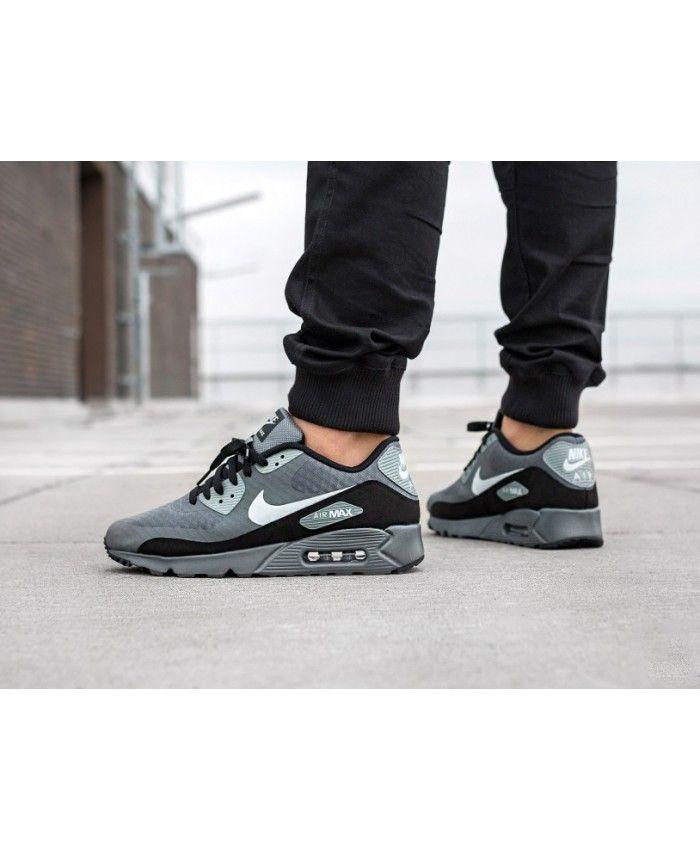 Ultra Black and White Logo - Nike Air Max 90 Ultra Essential Dark Grey White Logo Shoes UK Sale