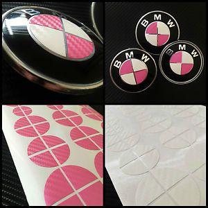 Pink BMW Logo - White & Pink CARBON Overlay Decal BMW BADGE ROUNDEL EMBLEMS Rims ...