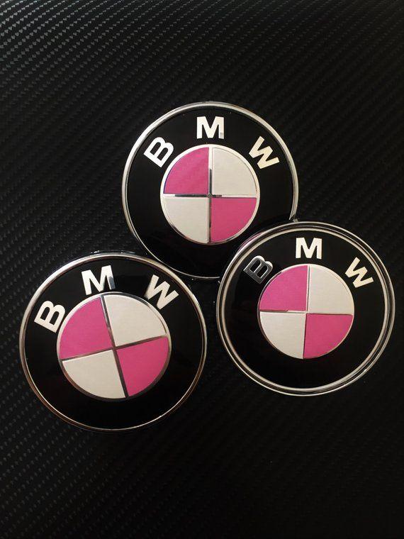 Pink BMW Logo - White & Pink CARBON Overlay Decal Sticker BMW Badge Emblems