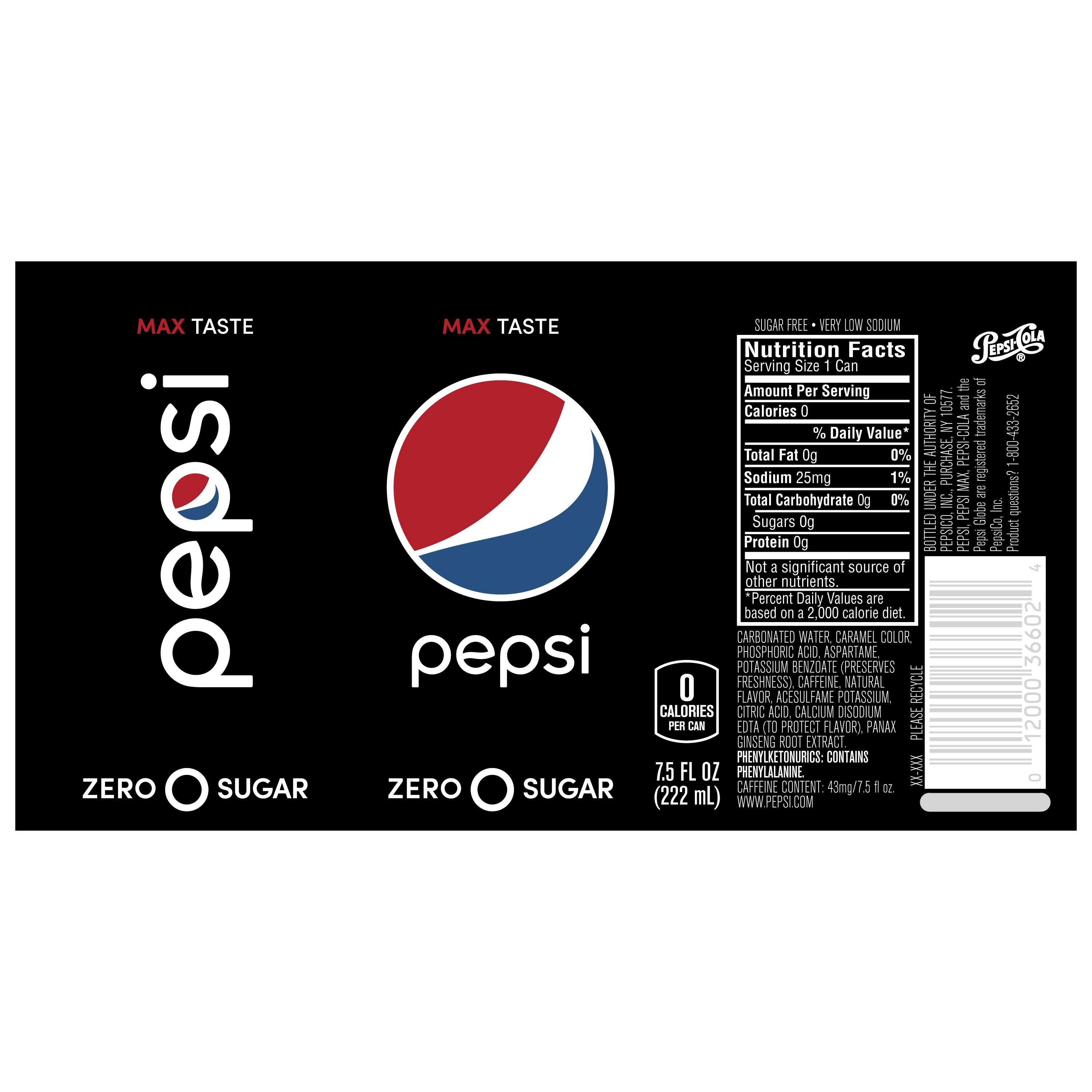 Pepsi Zero Logo - Pepsi Zero Sugar 8 Pack 7.5 fl. oz. Cans - Walmart.com