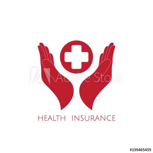 Health Red Cross Logo - Health insurance icon logo vector graphic design. Hands and red ...