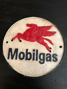 Flying Horse in Circle Logo - Mobilgas Cast Iron Wall Sign Plaque Decor, Pegasus Flying Horse Oil ...