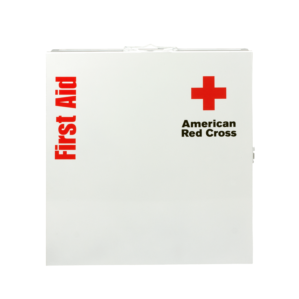 Big Picture of American Red Cross Logo - Large Workplace First Aid Kit with Metal Cabinet. Red Cross Store