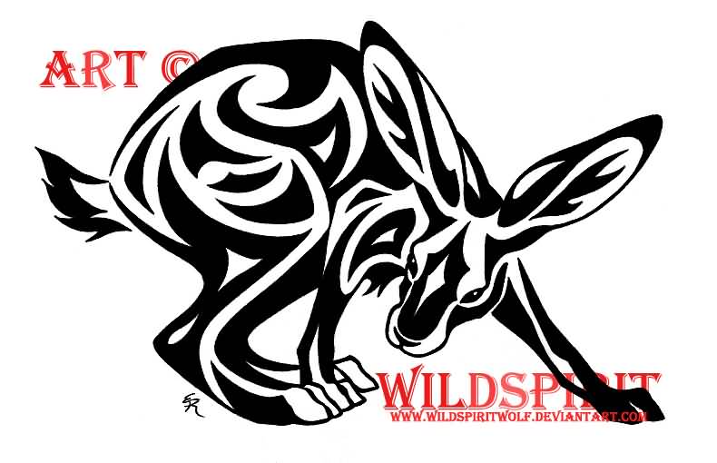 Cool Kangaroo Logo - Cool Tribal Kangaroo Looking Back Tattoo Design By WildSpiritWolf