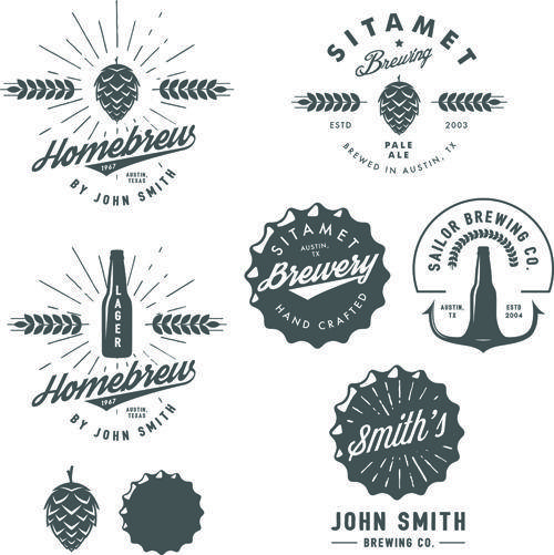 Beer Vector Logo - Retro brewing labels with logos vector 01 free download