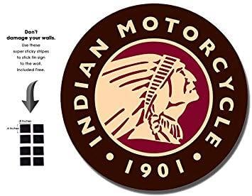Indeian Cool Logo - Shop72 Logo Round Motorcycle 1901 Tin