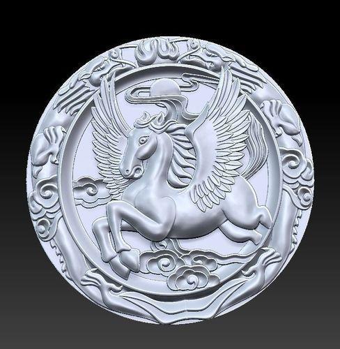 Flying Horse in Circle Logo - 3D model flying horse | CGTrader