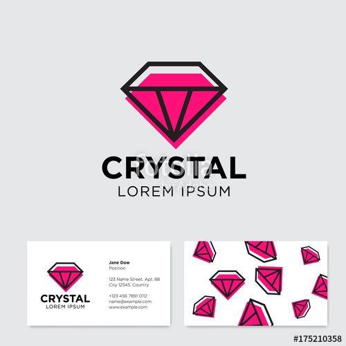Crystal Logo - Crystal logo. Faceted stone emblem. Red color. Identity. Pattern