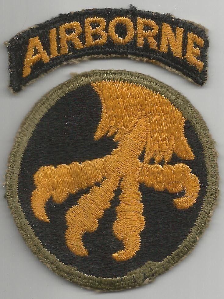 European Military Logo - WWII 17th Airborne Division Greenback Patch Tab RARE Reversed Talon