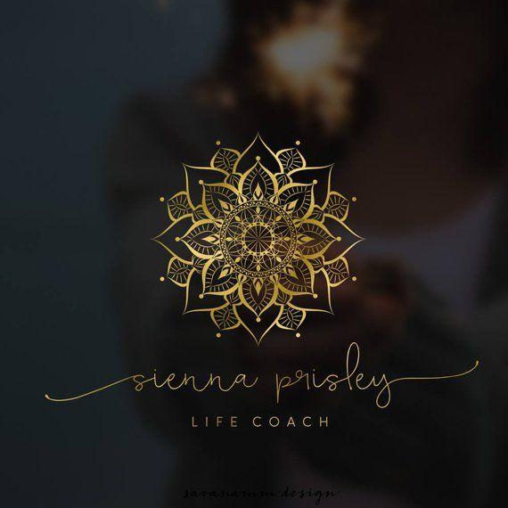 Gold Rose Logo - Gold yoga logo Mandala logo watermark Custom logo Gold rose | Etsy