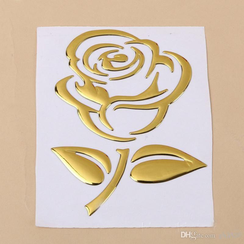 Gold Rose Logo - 2019 Rose Design PVC Car Sticker Decal Gold Silvery Red Color Rose ...