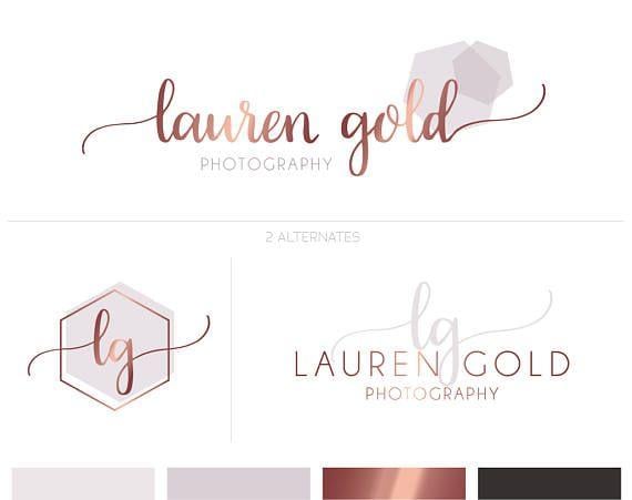 Gold Rose Logo - Rose Gold Logo, Rose Gold Branding Kit, Modern Logo, Premade Logo