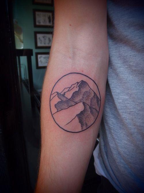 Black Mountain in Circle Logo - Owal black mountain tattoo