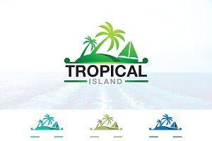 Paradise Island Logo - Paradise Island Logo Logo Templates Creative Market
