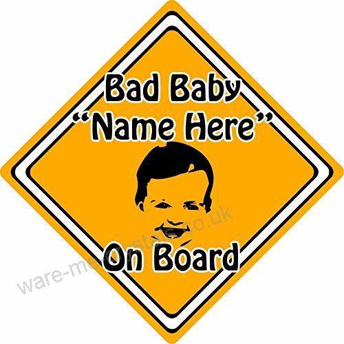 Orange M Car Logo - Personalised Bad Baby Child On Board Car Sign Baby Face Silhouette