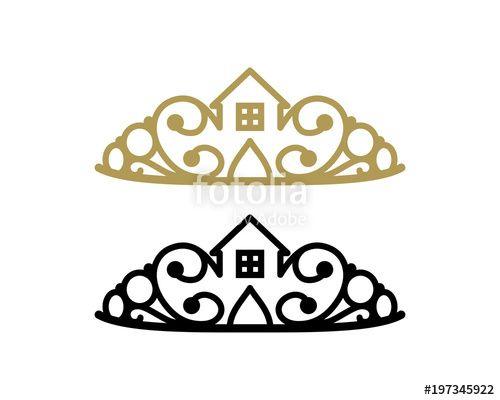 Black and Gold Crown Logo - Line Art Black and Gold Crown House Sign Symbol Icon Logo Vector